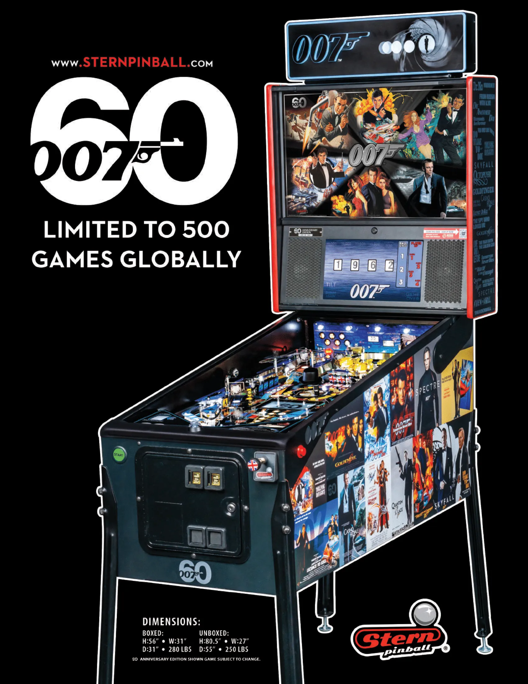 Flipper James Bon d007 60th anniversary